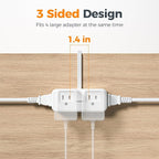 TESSAN Short Extension Cord 0.5Ft, Flat Plug Outlet Extender Surge Protector with 4 Widely AC with 3 USB Ports (1 USB C), Multi Plug Small Power Strip for Travel, Home, College Dorm Essentials, White