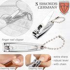 3 Swords Germany - Brand Quality 4 Piece Manicure Pedicure Grooming kit Set for Professional Finger & Toe Nail Care Tweezers File Clipper Fashion Leather case in Gift Box, Made by 3 Swords (02570)