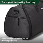 Halfday Convertible 2-in-1 Garment Duffel Weekender Bag 45L: Wrinkle-Free Travel (Hanging Suit Compartment, Shoe Pockets, Trolley Sleeve), Durable & Water-Resistant Carry-on, Shadow