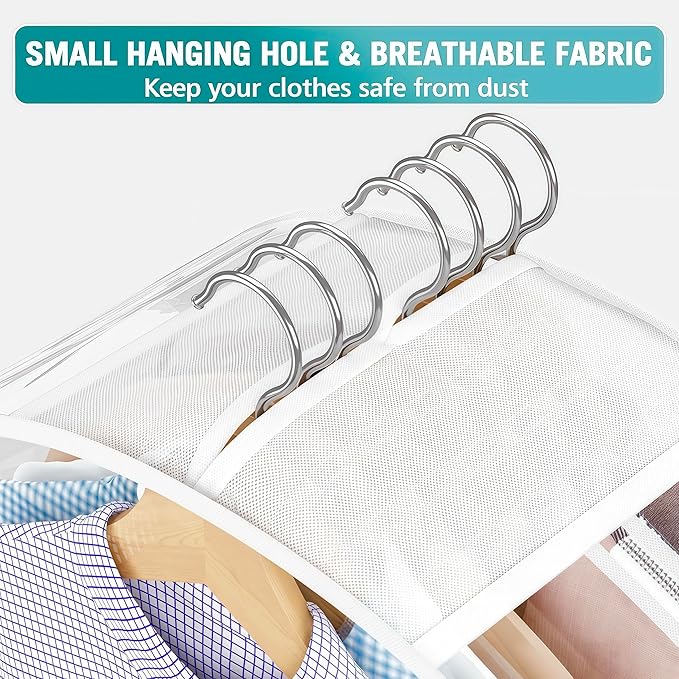 6 Pack Clear Garment Bags for Hanging Clothes 10”Gusseted, Suit Bags for Closet Storage, Hanging Plastic Clothes Cover for Coat, Dress, Fur, Shirt（24x10x40In）