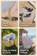 Cotton Turkish Beach Towel with Towels Oversized 36"x72" Pool Absorbent Extra Large Quick Dry Sand Travel Towel (Dobby Set, 4 Pack)