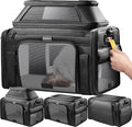 Top-Expandable Pet Carrier with Treat & Pet Window,18x11x11 Inch Delta American United Airline Approved,Soft-Sided Dog Carrier for Small Dogs and Cats,Travel Cat Carrier with Locking Safety Zippers