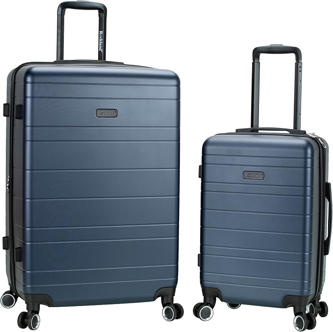 Rockland Palm Beach Hardside 2 Piece ABS Luggage Set, (20"/27"), Navy