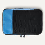 Amazon Essentials 4-Piece Space-Saving Packing Cubes Travel Accessories Set, Suitcase Organizer with Double Zipper, Mesh Top, Small, Sky Blue (Previously Amazon Basics)
