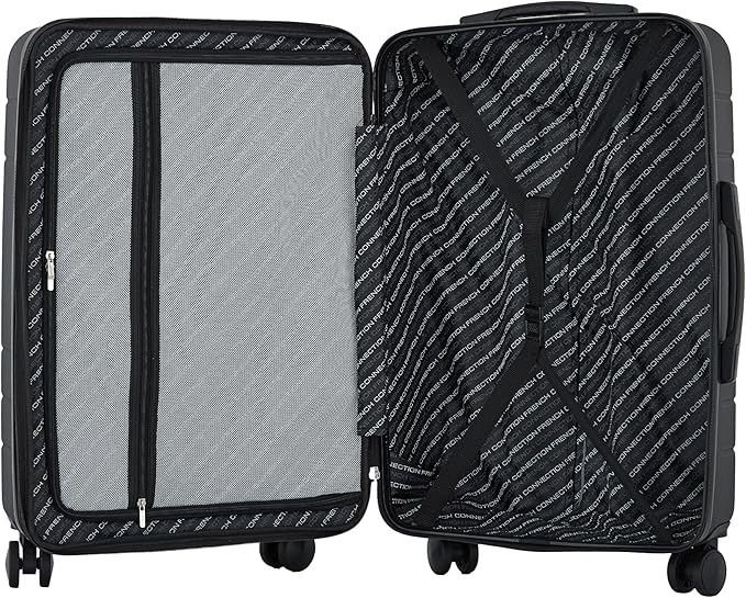 French Connection St. Martin Carry-On Luggage with Cup Holder/USB Ports, Black
