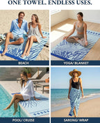LANE LINEN Turkish Beach Towels Set of 6, Oversized Beach Towel, Lightweight Beach Essentials for Women, Large Pool Towel, Absorbent & Quick Dry, Sand Free Beach Towel, 39"x71" - Tropical Breeze