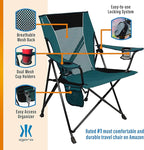 Kijaro Dual Lock Portable Camping Chairs - Enjoy the Outdoors with a Versatile Folding Chair, Sports, Outdoor & Lawn - Dual Lock Feature – Cayman Blue Iguana