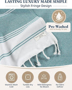 LANE LINEN Turkish Beach Towels, 2 Pack Extra Large Beach Towel, Pre-Washed for Soft Feel, Oversized Sand Free Quick-Dry Pool Towel, Beach Towels for Adults, 39"x71" - Baltic