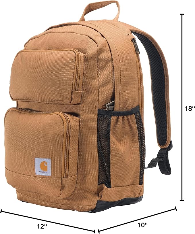 Carhartt 28L Dual-Compartment Backpack, Durable Pack with Laptop Sleeve and Duravax Abrasion Resistant Base, Carhartt Brown