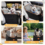 HiPetpy Dog Car Seat 6" Elevated Memory Foam Booster Seat for Small Medium Dogs Under 35 lbs with Pet Blanket, Washable Pet Car Seat with Safety Leash, Anti-Slip Base and Storage Pockets