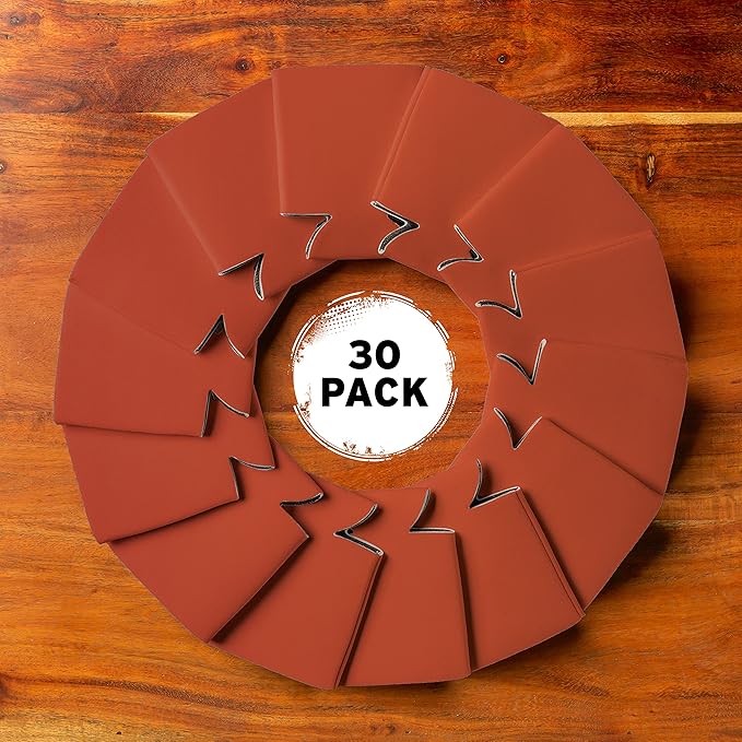 Blank Beer Can Coolers Sleeves (30-Pack) Soft Insulated Beer Can Coolies - HTV Friendly Plain Koolies in Bulk for Beer Cans & Bottles - Coolie Blanks for Vinyl Projects & Wedding Favors (Burnt Orange)