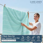 LANE LINEN Beach Towels Oversized - Beach Supplies, Turkish Beach Blanket with Lightweight Sand-Free Feel – 82"x82", Perfect for Poolside Lounging & Park Picnics – Hunter Green