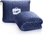 EverSnug Travel Blanket & Pillow 68x42 - Premium Ultra-Soft Microfleece 2 in 1 Compact & Packable Flight Blanket with Soft Bag Pillowcase, Hand Luggage Sleeve and Backpack Clip (Navy Blue)