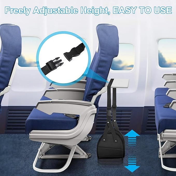 Foot Hammock for Aircraft Travel Car, with Storage Bag, Adjustable Portable Foldable Footrest Leg Rest, Removable Mat for Men and Women, Desktop Hammock Support for Travel, Cars and Home