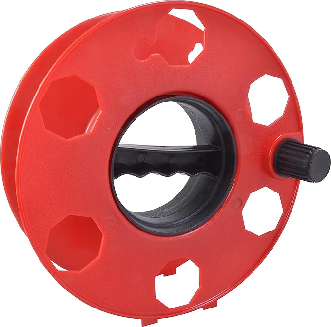 Woods Heavy Duty Cord Storage Wheel - Holds Up to 125 Feet of 16/3 or 110 Feet of 14/3 Gauge Cord - Tangle-Free Design for Extension Cords, Rope, or Hose - Orange/Black