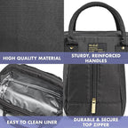 Fit & Fresh Lunch Bag For Women, Insulated Womens Lunch Bag For Work, Leakproof & Stain-Resistant Large Lunch Box For Women With Containers, Zipper Closure Bloomington Bag, Black