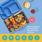 AOHEA Stainless Steel Bento Box Kids, Kids Metal Bento Lunch Box BPA Free Lunch Box Containers 304 Stainless Steel Bento Box for School and Office(Bule)