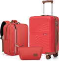 Carry On Luggage Set 22x14x9 Airline Approved Luggage Sets 3 Piece,Suitcases with Wheels,ABS Hard Case Luggage with TSA Lock Spinner Wheels(20 Inch,BP/TB)