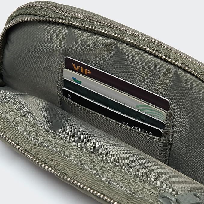 Pander Everywhere Belt Bag for Women, 5 Zipper Pockets Nylon Crossbody Fanny Pack Purse (Grey Sage).