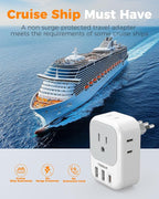 Italy Travel Plug Adapter 2 Pack, TESSAN Italy Power Adaptor with 4 Outlets 3 USB Charger(1 USB C PD 20W), Type L Adapter for US to Chile Libya Syria Tunisia Uruguay