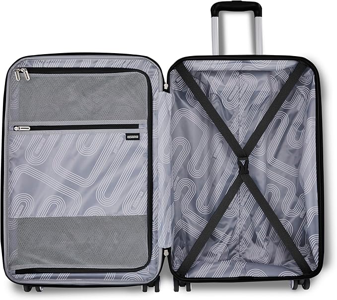 American Tourister Stratum 3.0 Carry-On Spinner, Airline Approved, Durable Hardside Luggage, Expands 1.5", RightHeight™ Adjustable Handle, Black