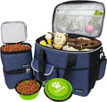 PetAmi Dog Travel Bag, Travel Pet Bag Organizer, Dog Food Travel Bag with Container Collapsible Bowls, Pet Travel Supplies Gift Accessories for Weekend Camping, Puppy Cat Diaper Bag, Navy Blue Large