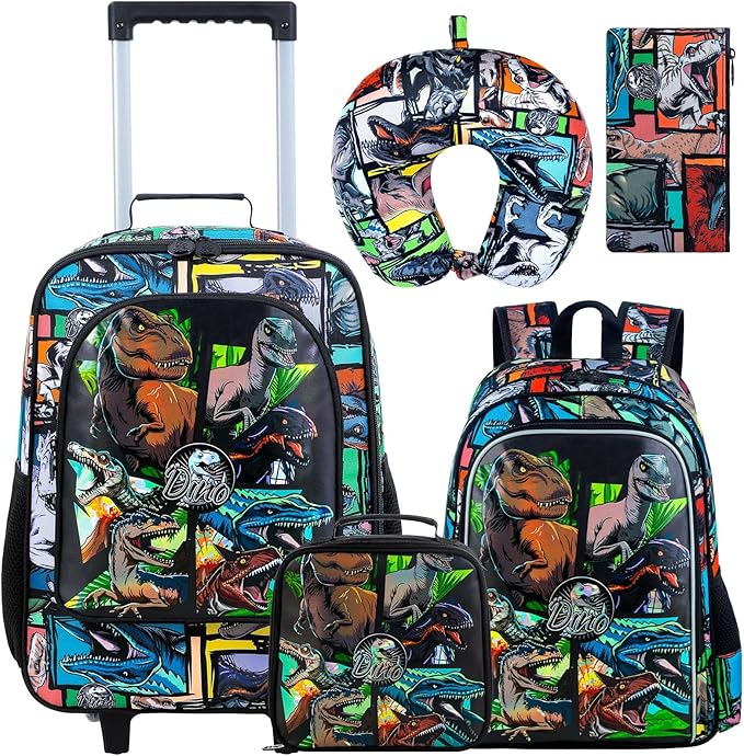 WZLVO Kids Luggage for Boys and Girls, Cute Dinosaur Unicorn Rolling Wheels Suitcase for Toddler Children