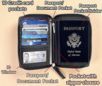 Passport Wallet - Travel Document Holder w/RFID Blocking – Full Grain Leather – Bifold compact zip around Wallet with Credit Card Slots for Women and Men, black, 500-90