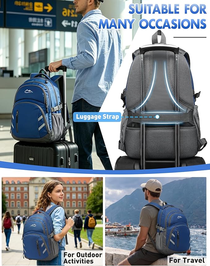 ProEtrade Extra Large Backpack Bookbag for College Laptop Travel, Fit Laptop Up to 17 inch with USB Charging Port Multi Compartment Anti theft, Gift for Women Men (Blue)