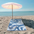 COTTON CRAFT Oversized XL Beach Towel - 2 Pack 39 x 68 inches Summer Wave Big & Huge Beach Blanket Towel - 100% Cotton Jacquard Velour - 450 GSM Super Soft Luxury - Pool Picnic Bath - Surf Blue