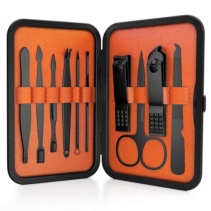 Wild Willies 10-Piece Pedicure & Manicure Kit for Men & Women - Includes Nail Clippers, Scissors, Tweezers, Files - Compact Travel Nail Grooming Kit, Mens Nail Care Set
