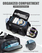 Small Gym Bag for Men, Travel Duffle Bag with Shoe Compartment, 16L Carry On Weekender Duffel Bag for Sports, Workout and Travel, Black