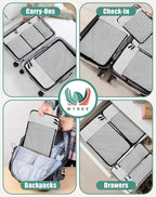 WTREE 4-Piece Packing Cubes Travel Accessories Set for Suitcases - Luggage Organizer Bags with Double Zipper - Mesh Top - Small/Medium/Large/Slim - Beige