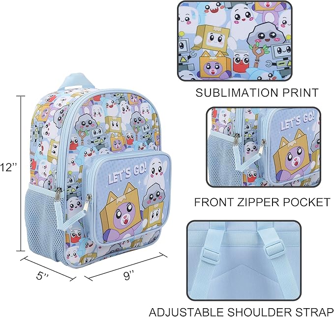 Bioworld Lanky Box Character Group Shot 2-Piece Youth EVA Wheeled Youth Luggage & Travel Backpack Set