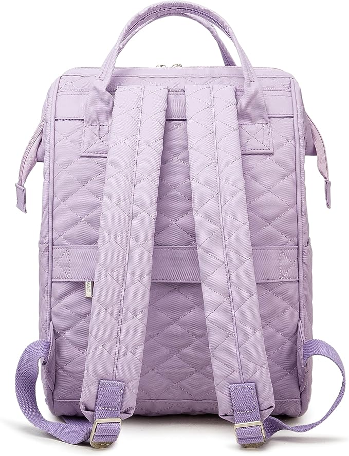 Kinmac Wide Open Style Laptop Backpack Travel Outdoor Backpack For Laptop Up to 15.6 Inch(Purple Embroidery)