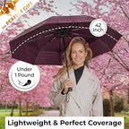 TUMELLA Strongest Windproof Travel Umbrella (Compact, Superior & Beautiful), Small, Wind-Tested, Light & Portable, Automatic Folding Rain Umbrella, Durable Premium Grip, Fits Car and Backpack