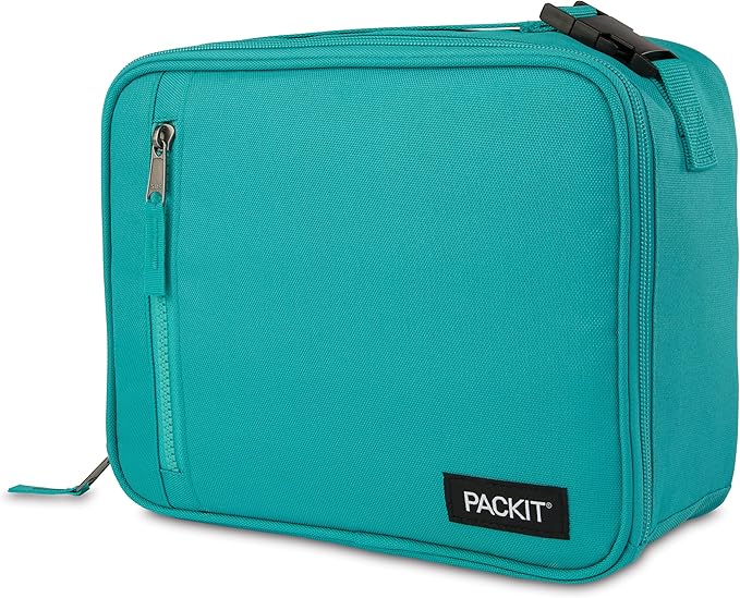 PackIt(R) Freezable Classic Lunch Box, Teal, Built with EcoFreeze(R) Technology, Collapsible, Reusable, Zip Closure With Zip Front Pocket and Buckle Handle, Designed for Fresh Lunch On the Go
