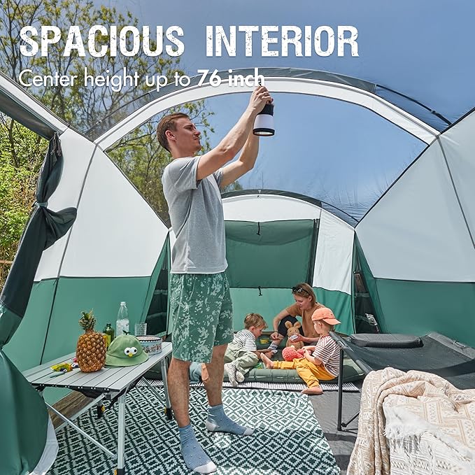 PORTAL 6/8/10 Person Family Camping Tent with Screen Room, Water Resistant Big Tunnel Tents with Rainfly, Large Family Tent for Camping, Outdoor, Patio