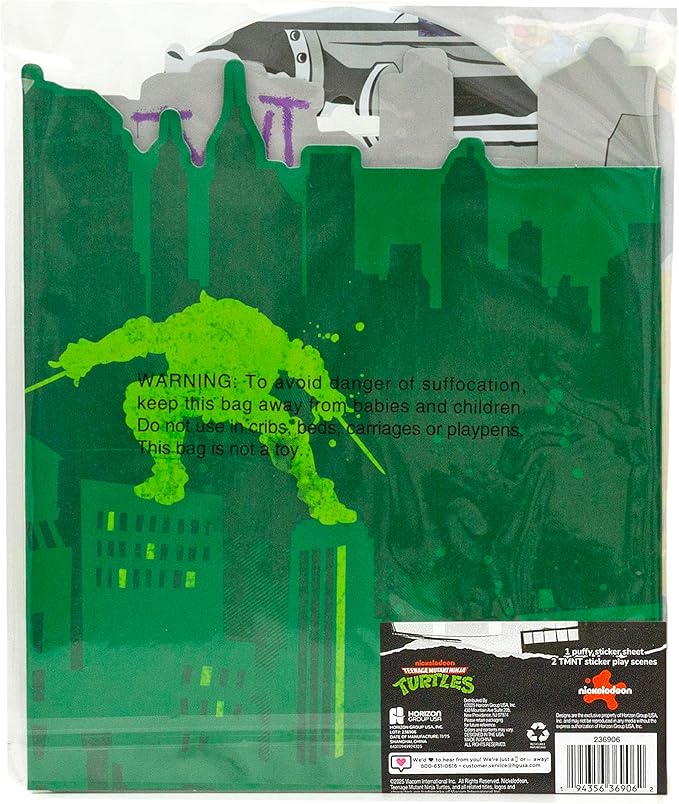 Teenage Mutant Ninja Turtles® Puffy Sticker Playset, Includes 30 Reusable TMNT Stickers & Double-Sided Play Scene, Classic Teenage Mutant Ninja Turtles Toys, Great Travel-Friendly Kids Activities