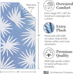 Laguna Beach Textile Co. Tropical Cabana Beach Towel - Oversized, Plush 630 GSM Cotton - Agave Blue