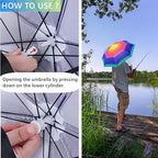 3 Pack Umbrella Hat, Sports Head Umbrella Hats for Adult Women, 26" Diameter Folding Waterproof Rainbow Fishing Headwear for Outdoor Party Beach Hiking