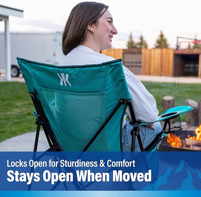 Kijaro Dual Lock Portable Camping Chairs - Enjoy the Outdoors with a Versatile Folding Chair, Sports, Outdoor & Lawn - Dual Lock Feature – Cayman Blue Iguana