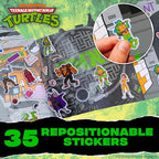 Teenage Mutant Ninja Turtles® Puffy Sticker Playset, Includes 30 Reusable TMNT Stickers & Double-Sided Play Scene, Classic Teenage Mutant Ninja Turtles Toys, Great Travel-Friendly Kids Activities