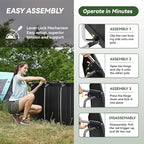 MARCHWAY Lightweight Folding Tent Camping Cot Bed with Lever Lock, Easy Setup Portable Compact for Outdoor Travel, Hunting, Hiking, Motorcycling, Support 330Lbs (Black)