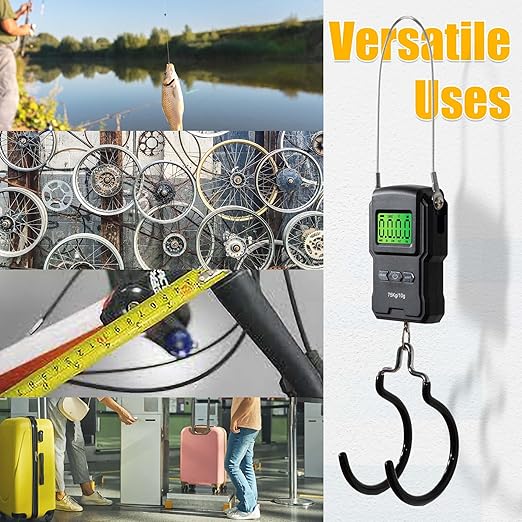 CyclingDeal Backlit LCD Display Digital Bike Scale - Electronic Balance with Double Hanging Hook Measures in kg, lbs, jin, oz - More Stable & Accurate - Max. Load Capacity 165lbs with Measuring Tape