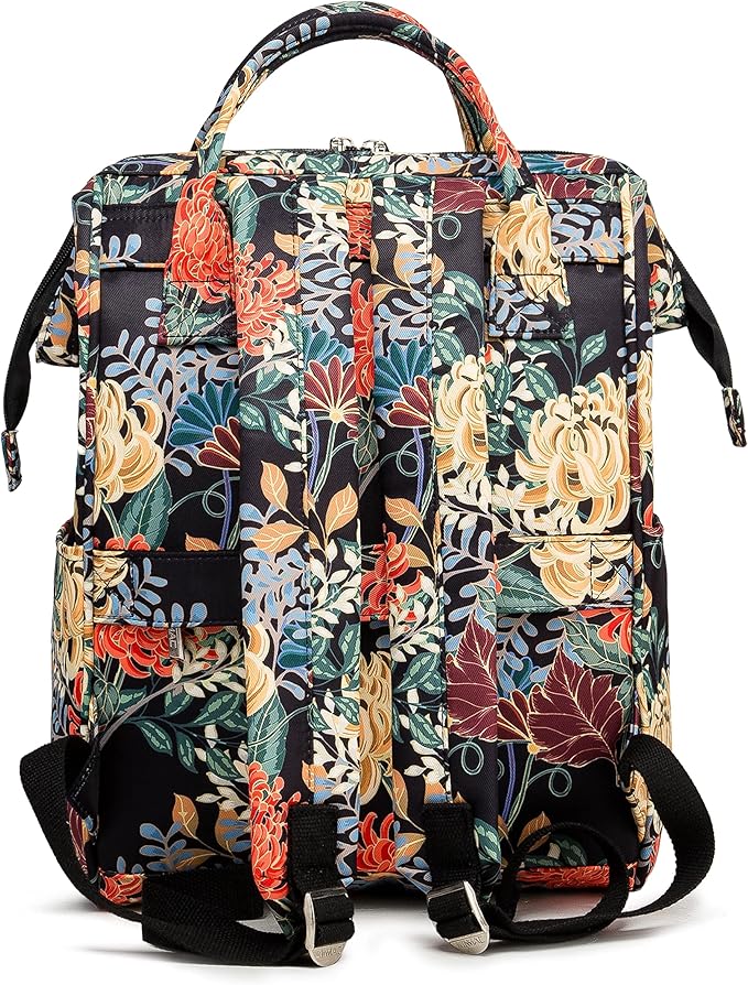 Kinmac Wide Open Style Laptop Backpack for Laptop Up to 15.6 Inch Men Women Travel Outdoor Backpack (Golden Chrysanthemum)