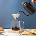 Brew To A Tea BTaT- Pour Over Coffee Maker Set, Double Wall Glass, 16 oz, Drip Coffee Maker Pour Over, Permanent Filter
