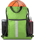 BeeGreen Cinch Bag Backpack String Gym Sackpack with Shoe Compartment and Two Side Mesh Pockets Large Lightweight Portable Sport Drawstring Sack