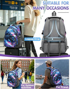ProEtrade Backpack Bookbag for College Laptop Travel,Fit Laptop Up to 15.6 inch with USB Charging Port Multi Compartment Anti theft, Gift for Women Men (Galaxy)