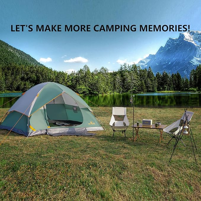 ASFANES Sundome Camping Tent with Rainfly, 2/4/6/10 Person Tent Sets Up in 10 Mins, Weatherproof Shelter for Camping, Festivals, Backyard, Sleepovers, & More